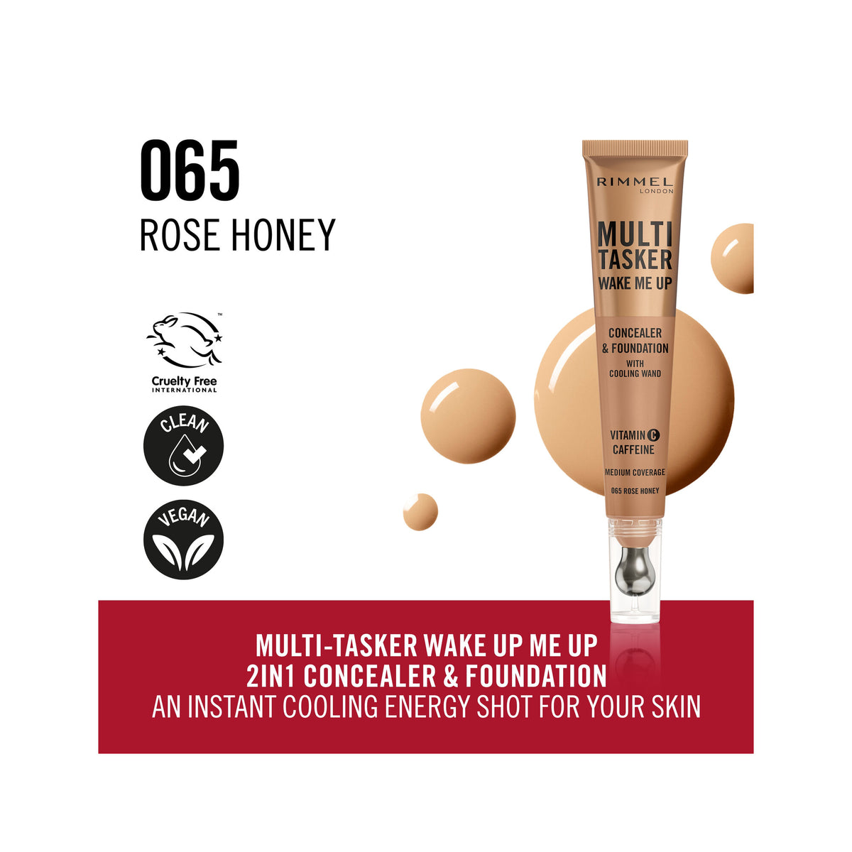 Rimmel Multi-tasker Wake Me Up Correttore & Fondotinta Formula Vegana 065 Rose Honey 20ml-4