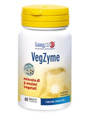 Longlife Vegzyme utile per le funzioni digestive 60 tavolette-1