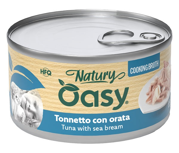 Oasy Wet Cat Natury Cooking Broth Tonnetto con Orata Lattina 85 g