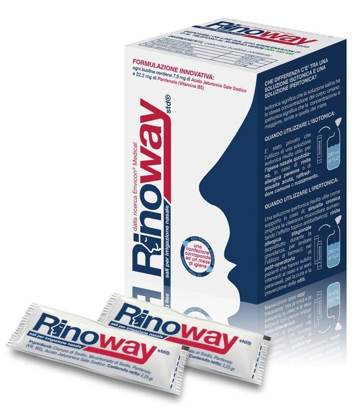 Rinoway Std sali per irrigazione nasale Isotonici con nebulizzatore 60 bustine-1