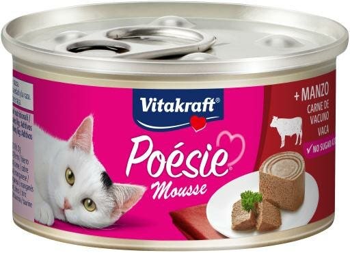 Vitakraft Poesie Mousse Gusto Manzo Cibo Umido Gatti Adulti Scatoletta 85g
