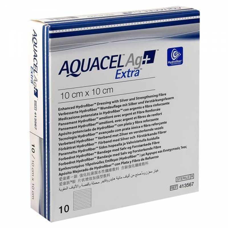 Aquacel Ag + Extra medicazione per piaghe da decubito 10 pezzi dim. 10x10cm-1