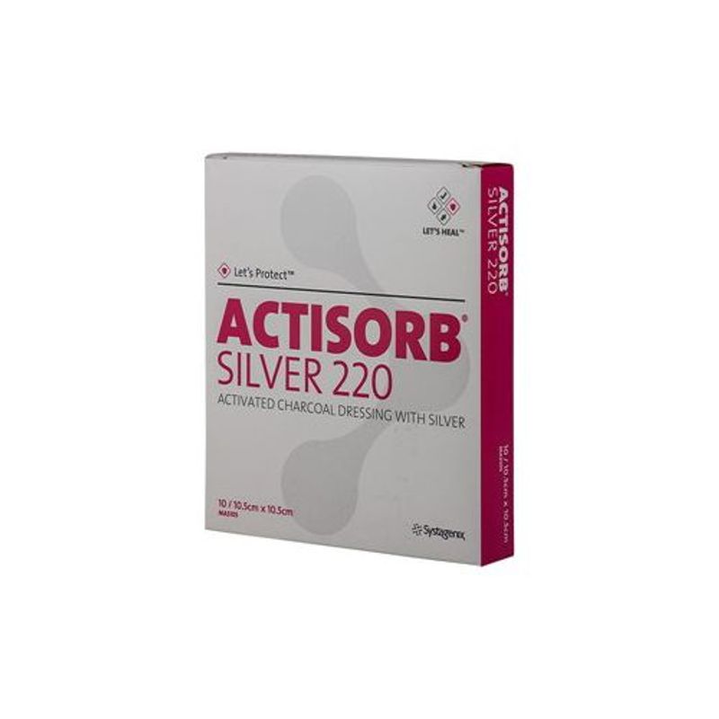 Actisorb Silver 220 medicazione in carbone attivo con argento 10,5x10,5cm 3 pezzi-1