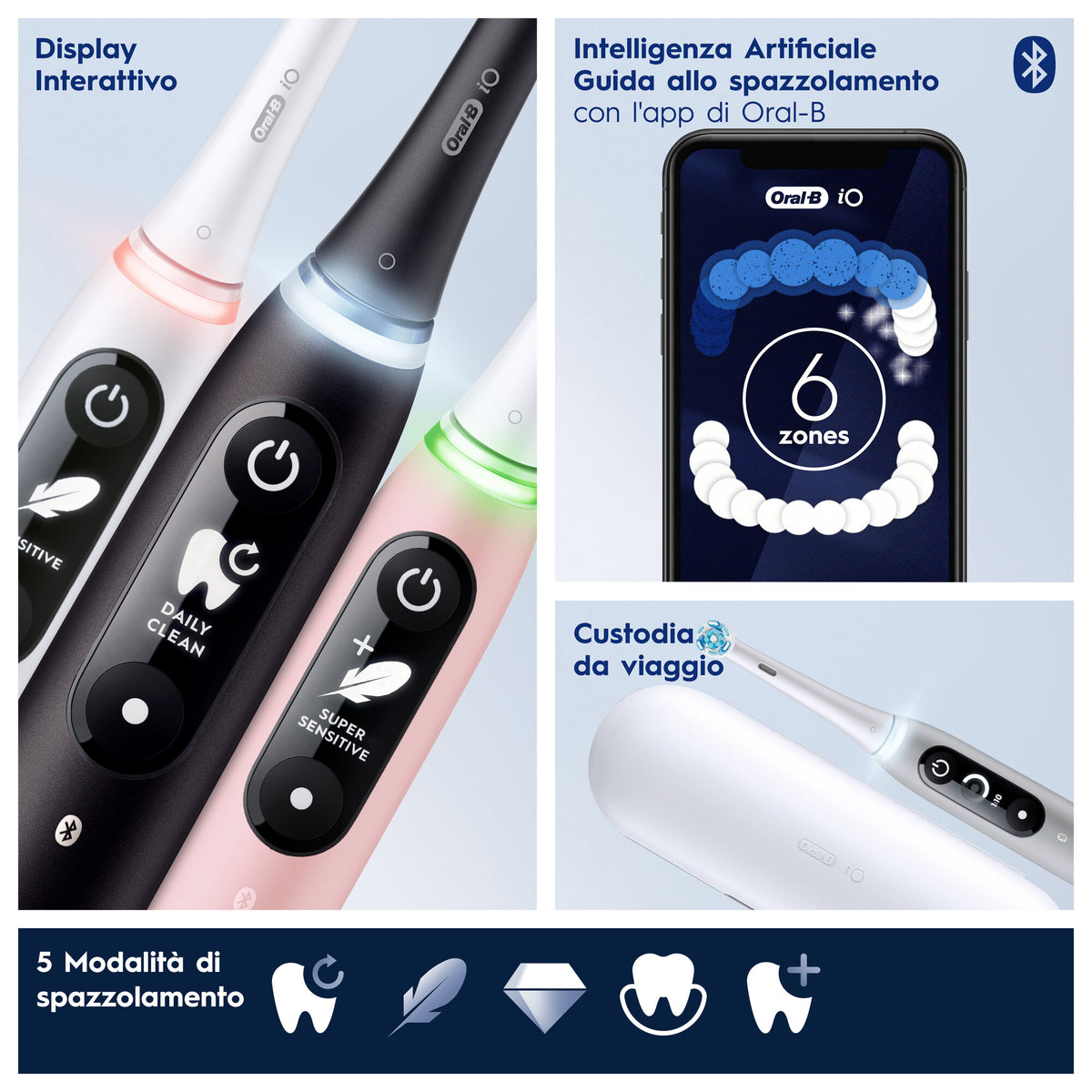 Oral-B iO6 spazzolino elettrico ricaricabile colore nero con custodia da viaggio-35