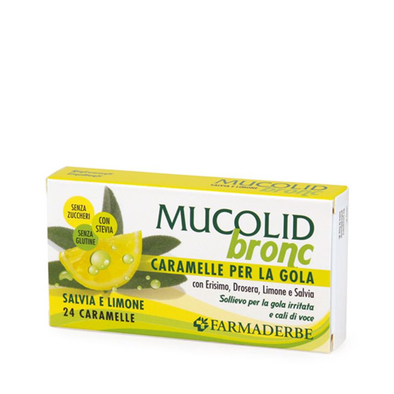 Farmaderbe Caramelle Mucolid Bronc salvia e limone 24 pezzi-1