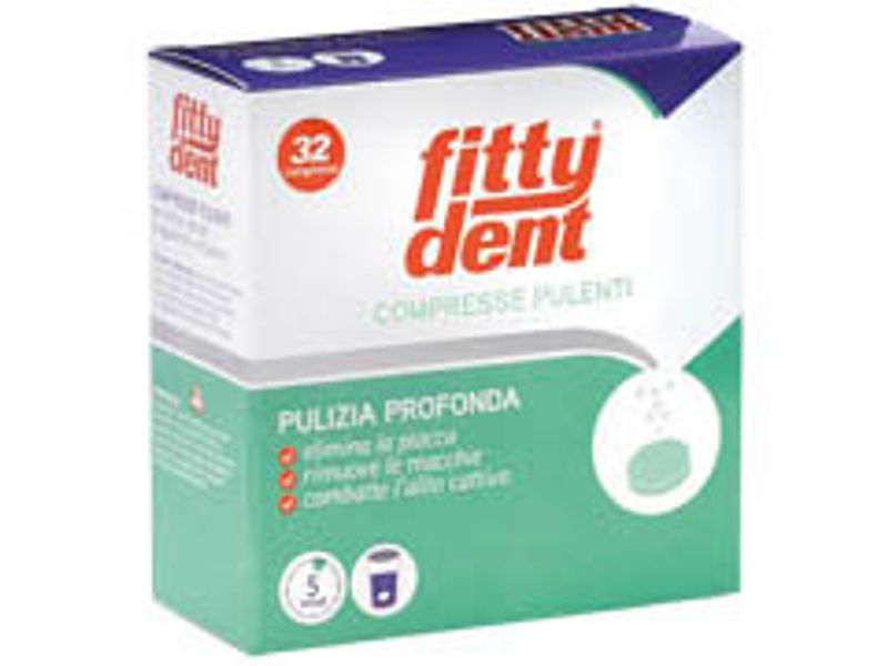 Fittydent compresse pulenti per protesi dentali e apparecchi ortodontici 32 compresse-1