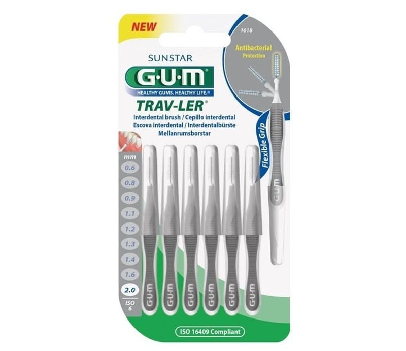 Gum Trav-Ler 1618 Scovolino Interdentale 2.00mm 6 pezzi-1