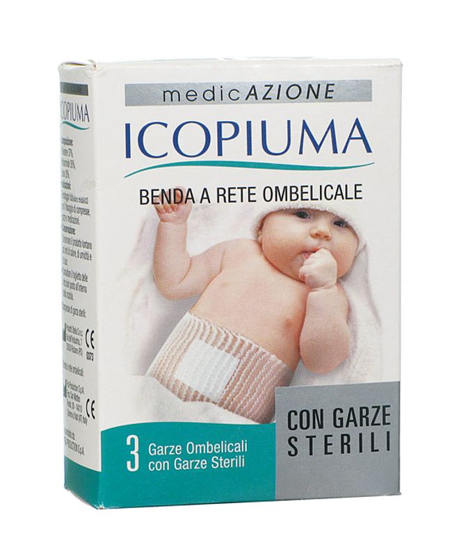 Medicazione Icopiuma Benda a rete ombelicale con garze sterili 3 pz-1