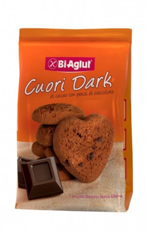 Biaglut cuori dark al cacao con pezzi di cioccolato 200g-1