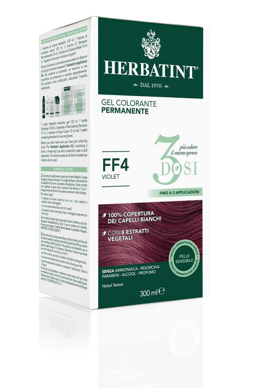 Herbatint Tinta per Capelli Gel Colorante Permanente 3Dosi FF4 Violetto 300ml-2