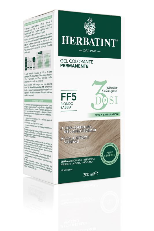 Herbatint Tinta per Capelli Gel Colorante Permanente 3Dosi FF5 Biondo Sabbia 300ml-2