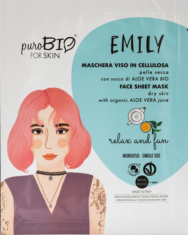 Purobio For Skin Emily Maschera Viso in cellulosa Relax and Fun 1 maschera monouso-1