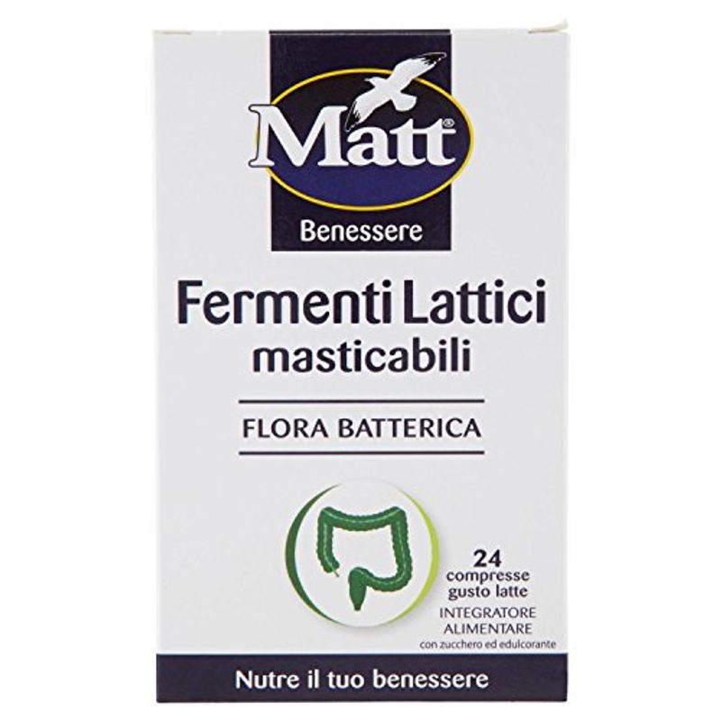 Matt benessere Fermenti Lattici Masticabili per il benessere della flora batterica 24 Compresse Gust-1