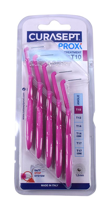 Curasept Proxi Treatment scovolino angolare T10 misura 1,0 mm fuxia 5 pezzi-1