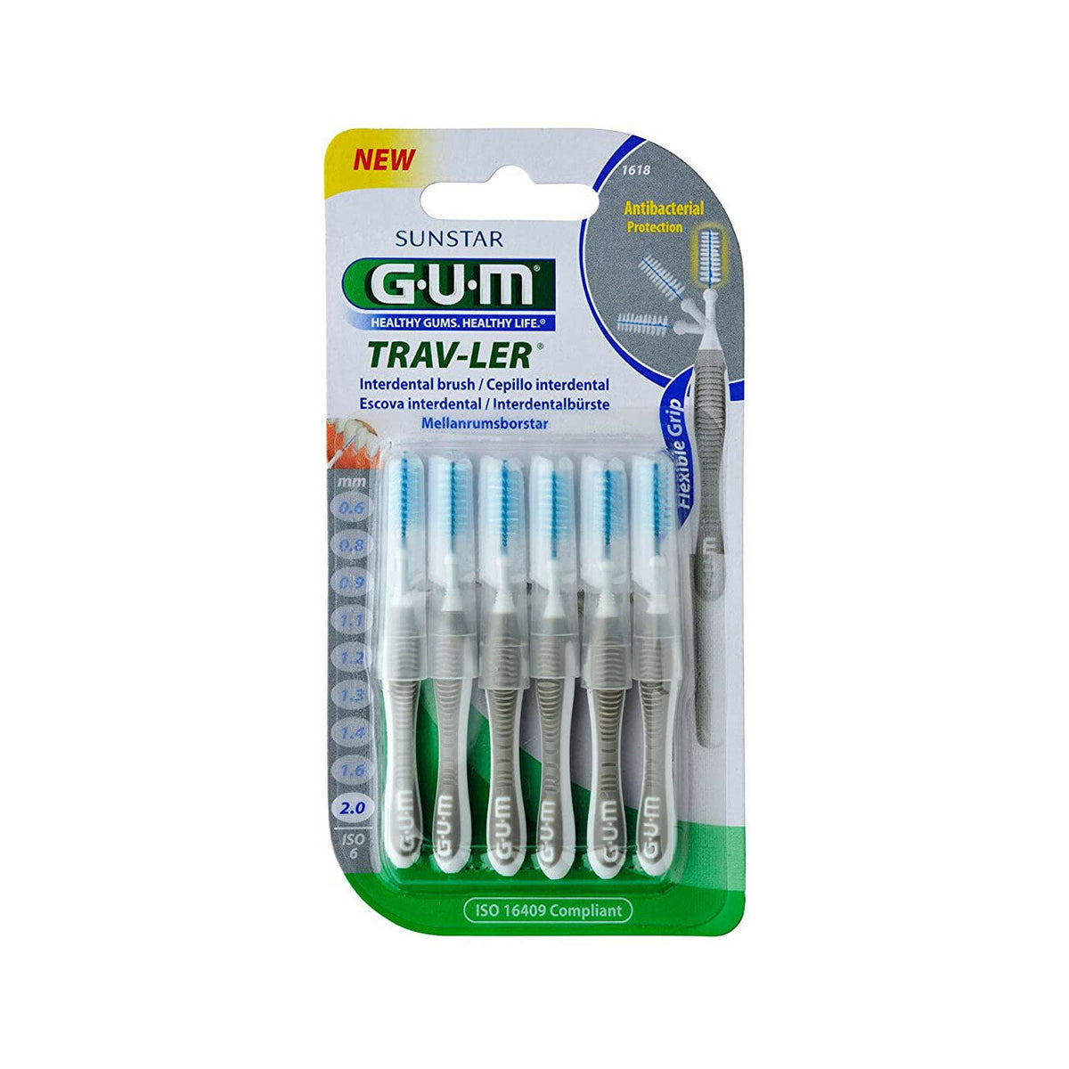 Gum Trav-Ler 1618 Scovolino Interdentale 2.00mm 6 pezzi-2
