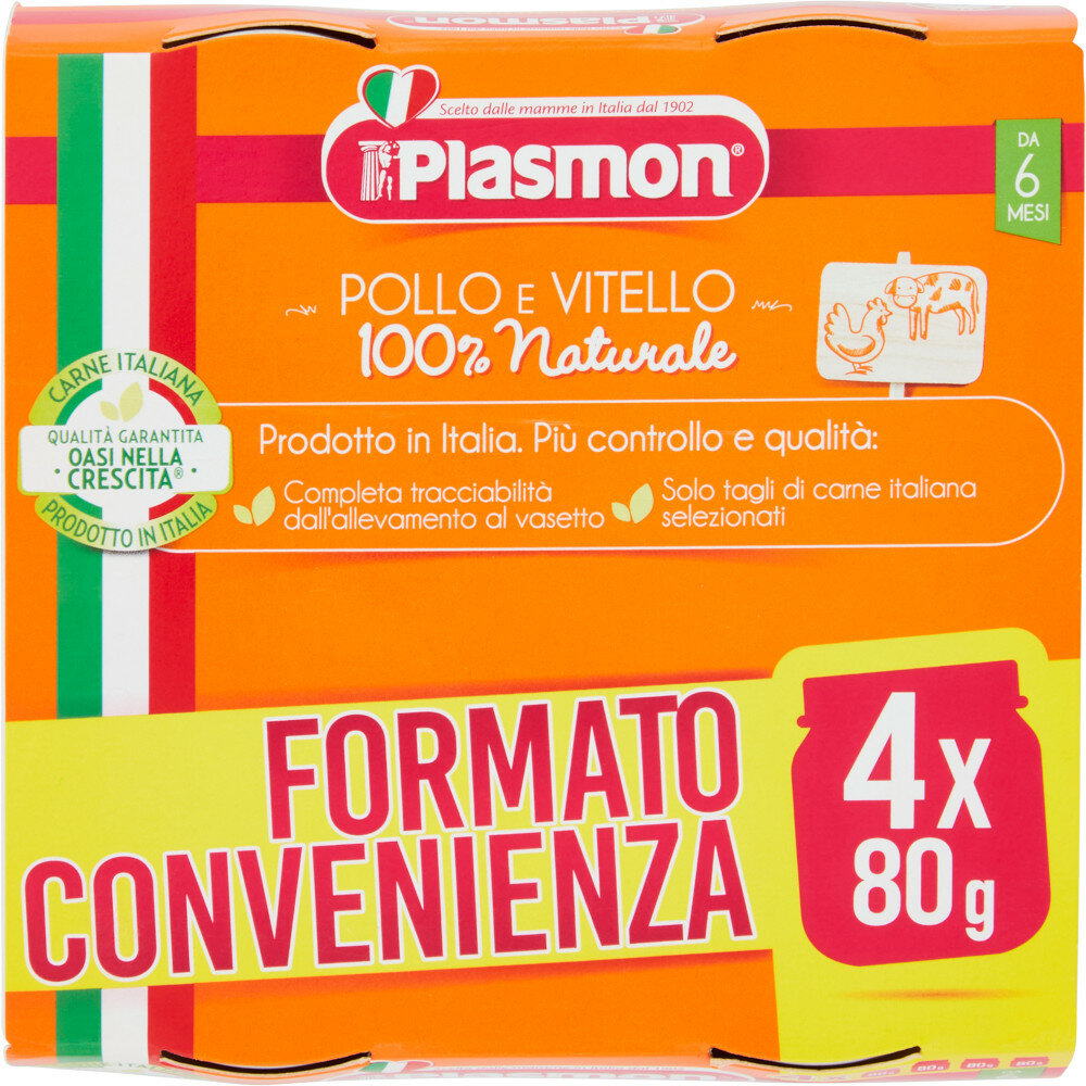 Plasmon Omogeneizzato Pollo/Vitello 4x80g 6Mesi+-2