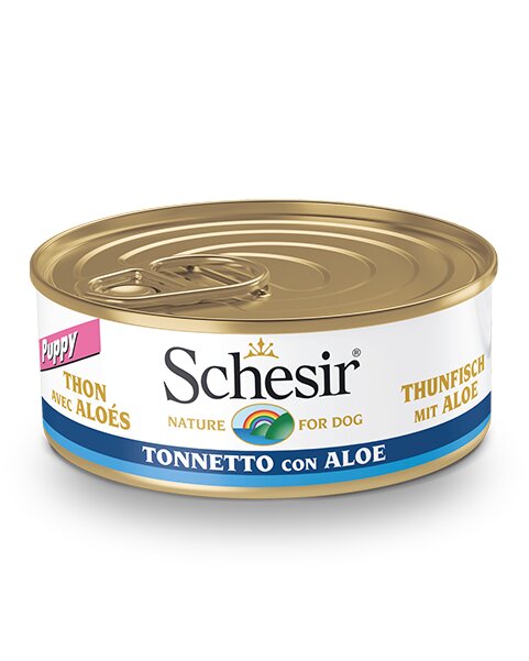 Schesir Tonnetto Con Aloe Cibo Umido Cani Cuccioli Lattina 150 g-2