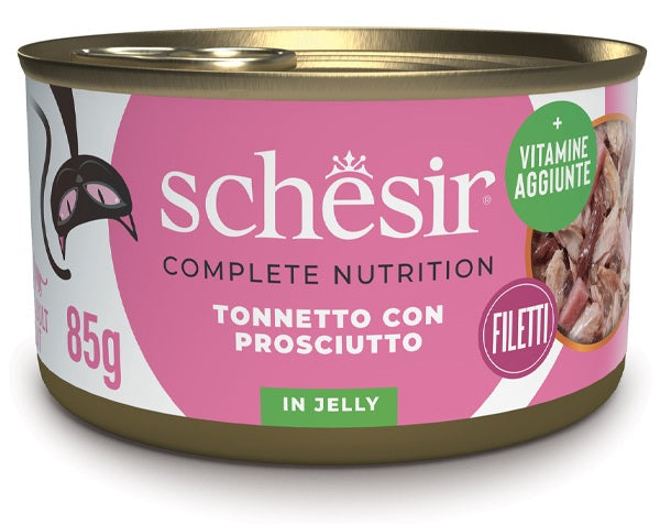 Schesir Tonnetto con Prosciutto in Gelatina Cibo umido Gatti Adulti Lattina 85g