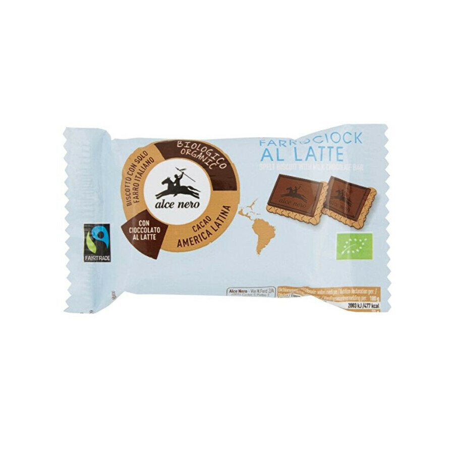Alce Nero Farrociock Biscotti Al Farro Ricoperti Con Cioccolato Al Latte Bio 28g-2
