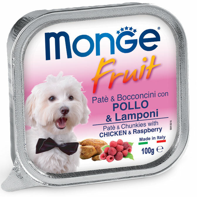 Monge Fruit Pollo E Lamponi Cibo Umido Per Cani Adulti 100g-2