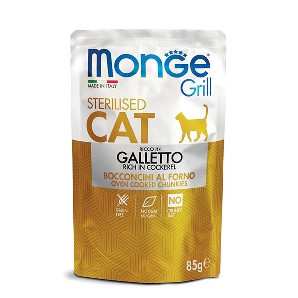 Monge Grill Sterilised Ricco in Galletto Cibo Umido Per Gatti Sterilizzati 85g-2
