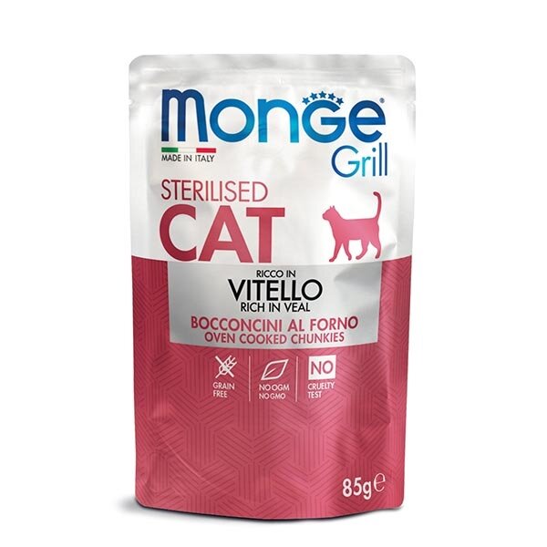 Monge Grill Sterilised Ricco in Vitello Cibo Umido Per Gatti Sterilizzati 85g-2