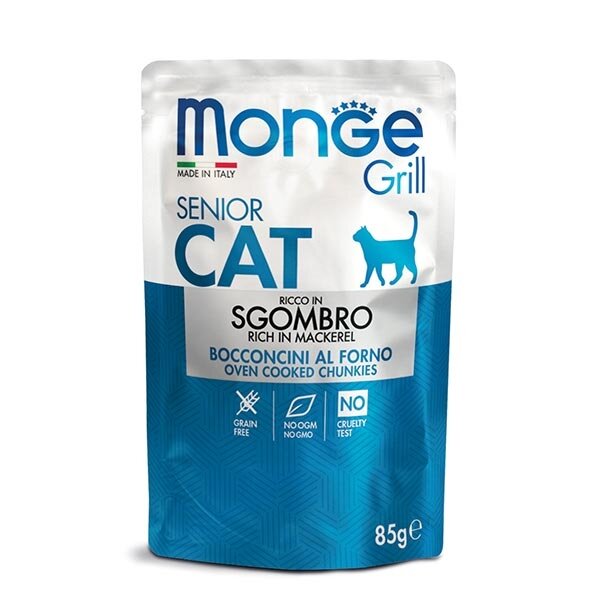 Monge Grill Senior Ricco in Sgombro Cibo Umido Per Gatti Età Avanzata 85g-2