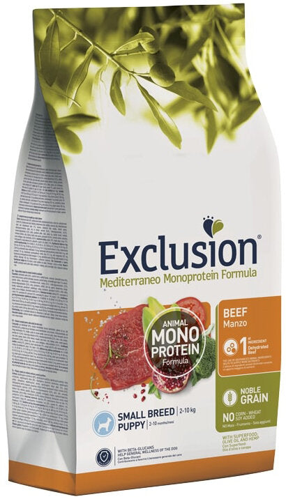 Exclusion Mediterraneo Monoprotein Noble Grain Cibo Secco Manzo Per Cani Adulti Taglia Piccola Sacco 500g-1