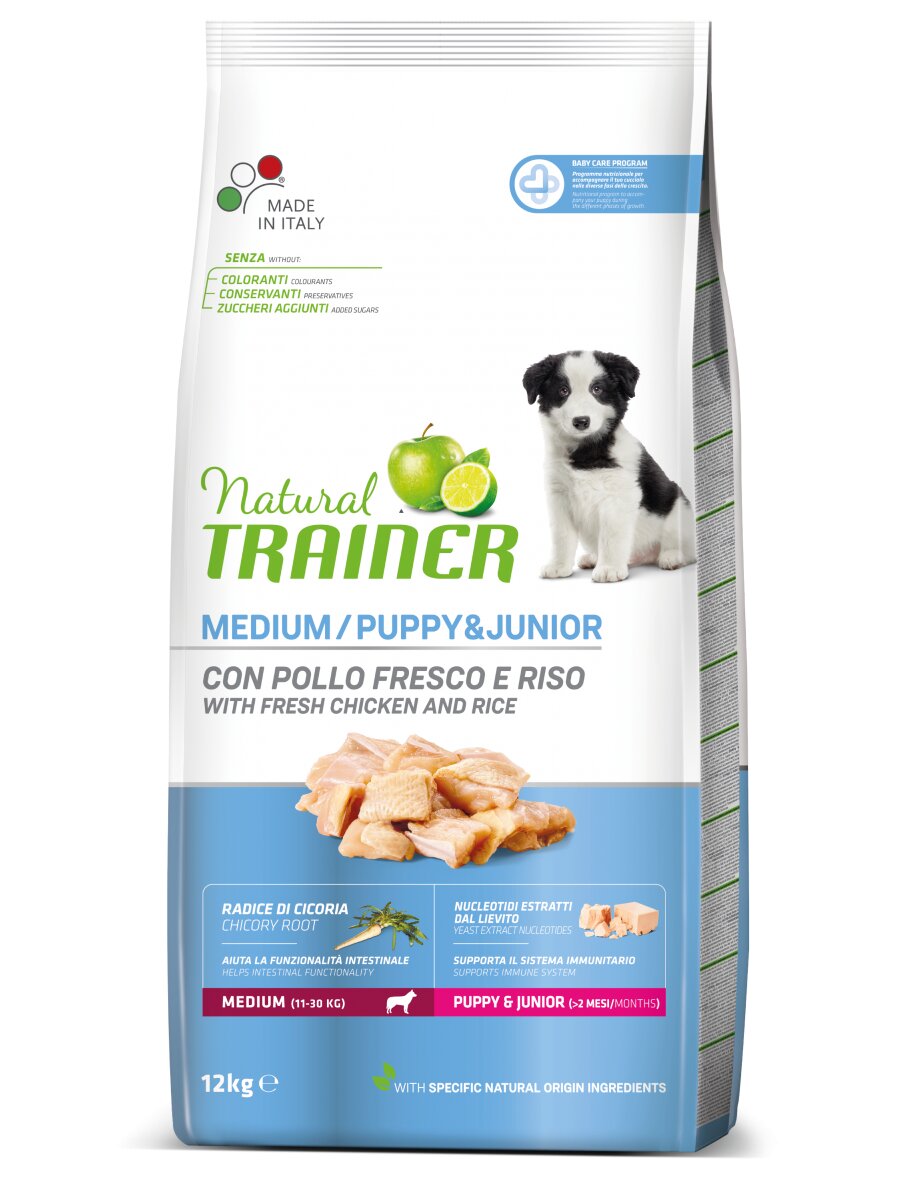 Natural Trainer Crocchette Pollo Fresco Per Cuccioli Taglia Media Sacco 12kg-2