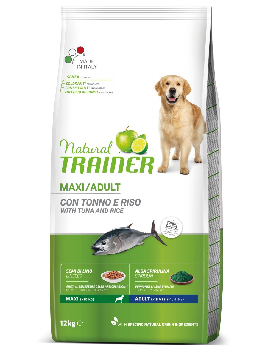 Natural Trainer Crocchette Tonno/Riso/Alga Spirulina Per Cani Taglia Grande Sacco 3kg-2