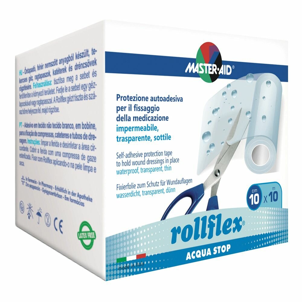 Master-Aid Rollflex Acqua Stop garza autoadesiva 10mx10cm-2
