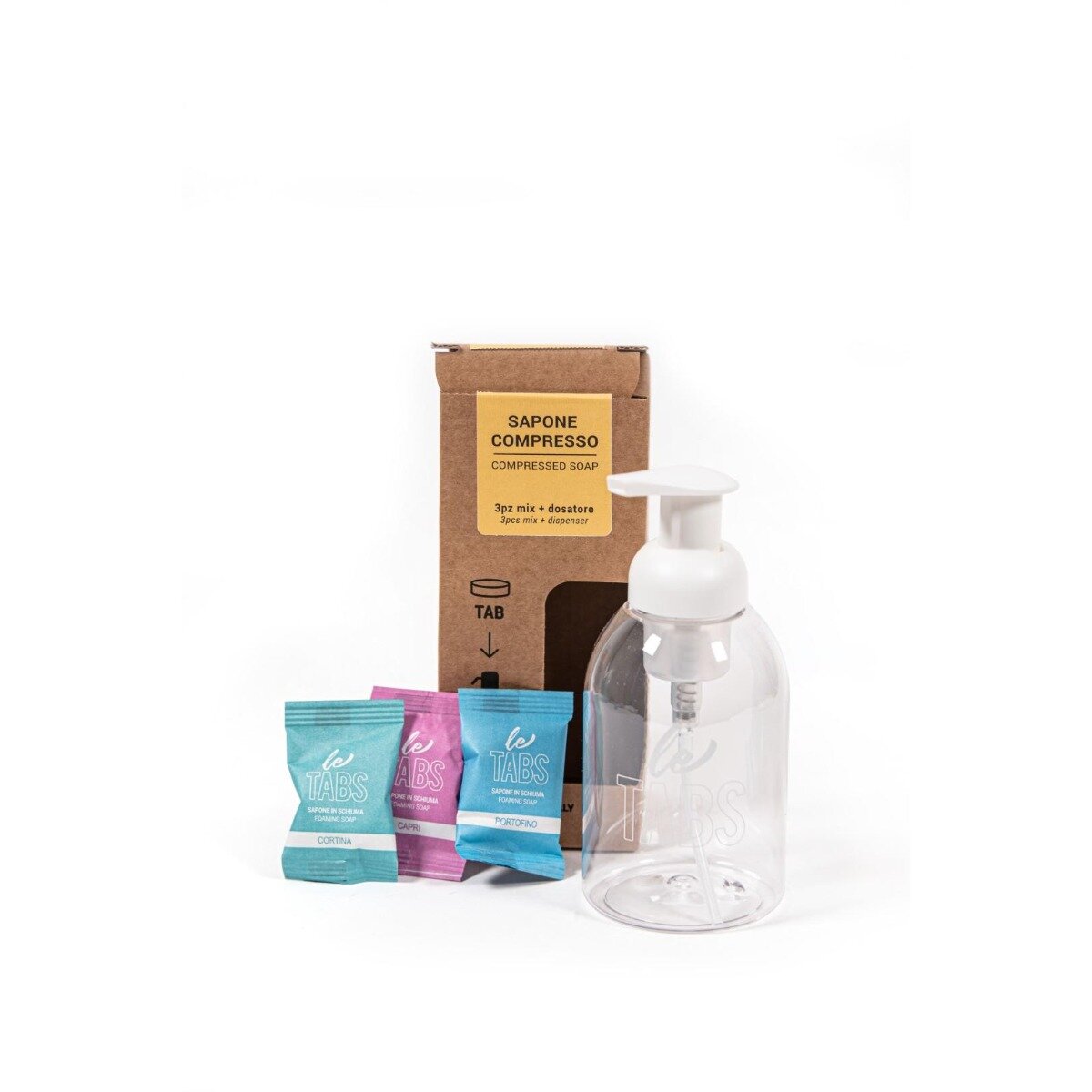 Napkin Letabs Sapone Compresso Starter Kit Dosatore + 3 Tabs Differenti Profumazioni-8