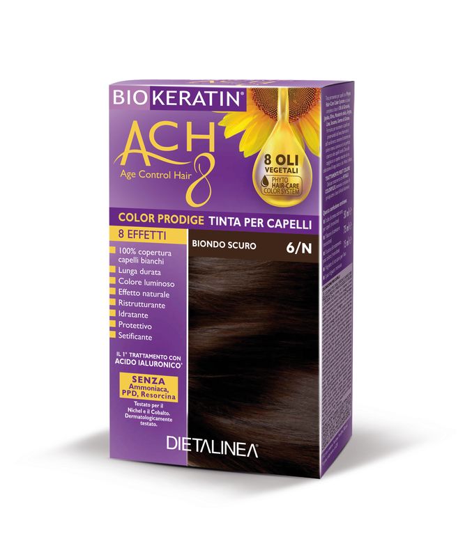 Dietalinea biokeratin ach8 tinta per capelli 6/n biondo scuro-1