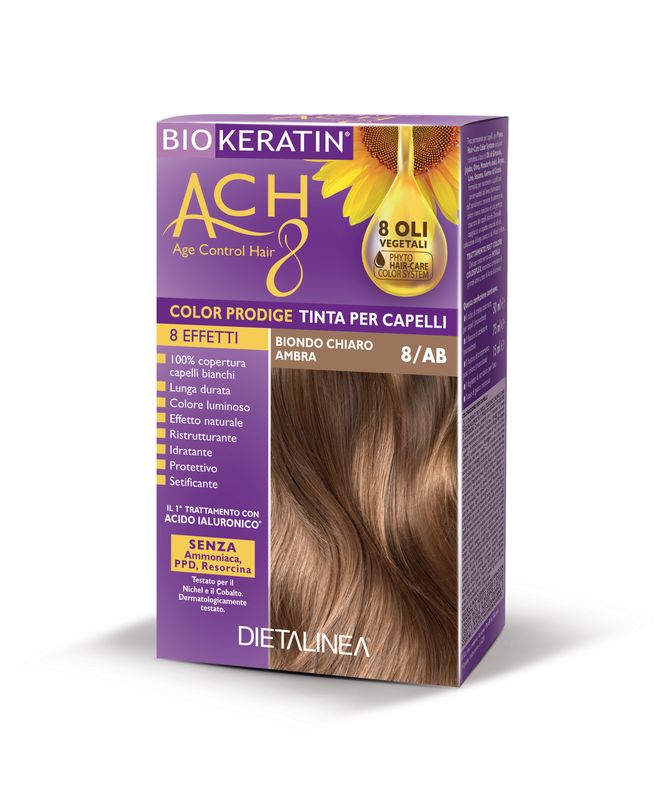 Dietalinea biokeratin ach8 tinta per capelli 8/ab biondo chiaro ambra-1