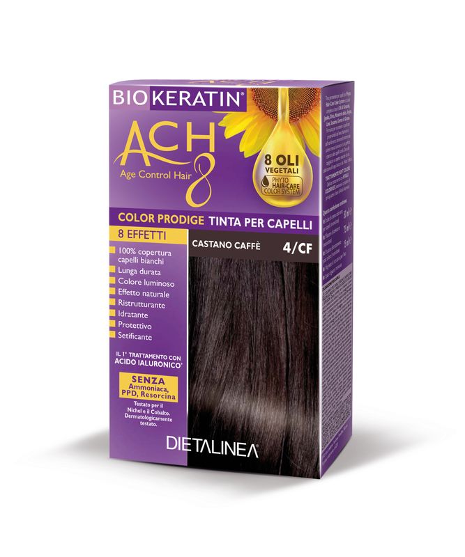 Dietalinea biokeratin ach8 tinta per capelli 4/cf castano caffe'-1