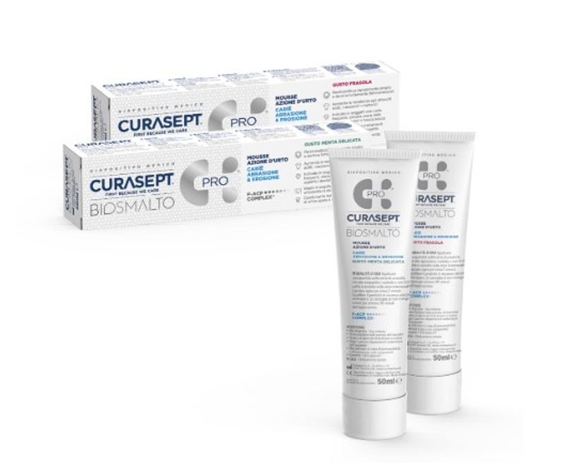 Curasept Biosmalto Pro mousse azione urto gusto menta 50ml-1