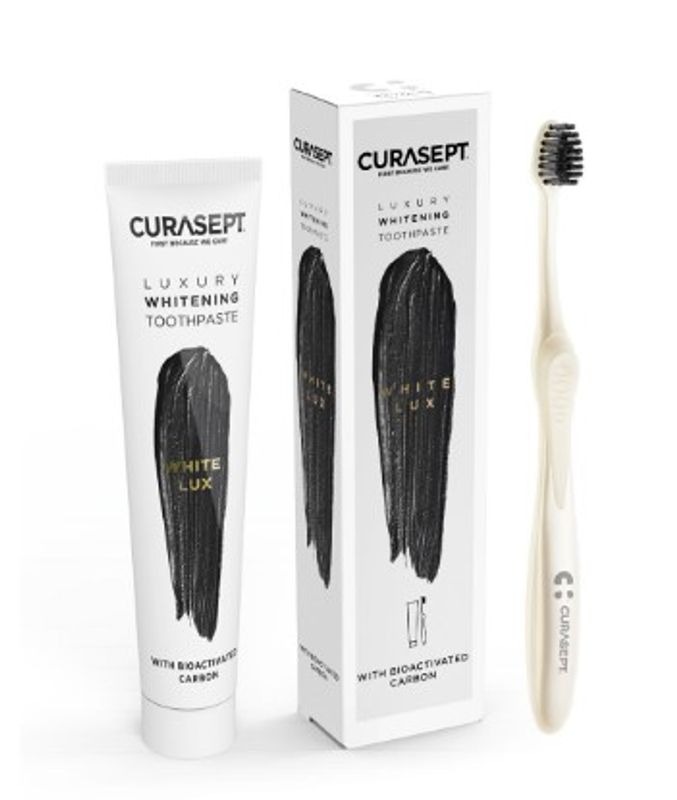 Curasept Luxury Gel dentifricio sbiancante 75ml + spazzolino-1