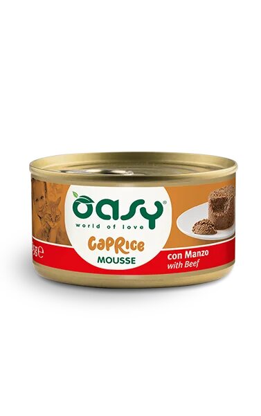 Oasy Wet Cat Mousse Con Manzo Per Gatti Adulti Lattina 85g-1