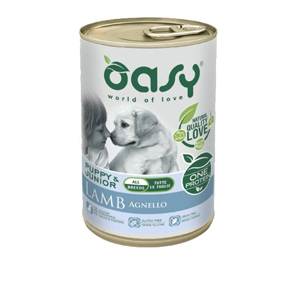 Oasy Wet Dog One Protein Agnello Cibo Umido Per Cuccioli 400g-1