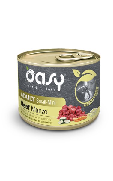 Oasy Grain Free Cibo Umido Manzo Per Cani Adulti Taglia Small/Mini 200g-1