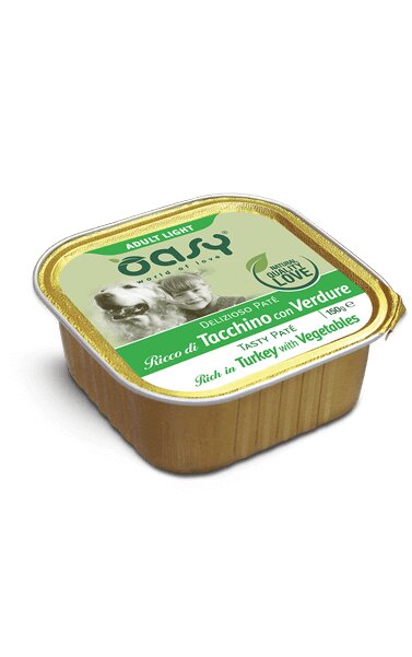 Oasy Delizioso Patè Per Cani Adulti Light Gusto Tacchino E Verdure 150g-1