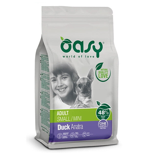 Oasy One Animal Protein Adult Small & Mini Con Anatra Per Cani Adulti 2.5 Kg-1