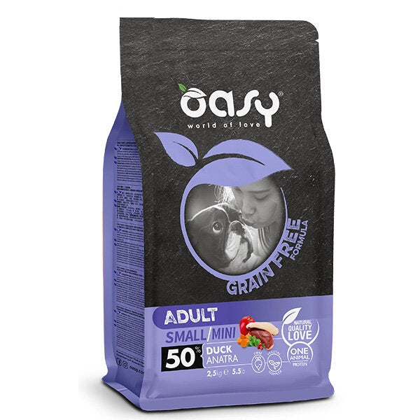 Oasy Grain Free Adult Small & Mini Con Anatra Per Cani Adulti 800g-1