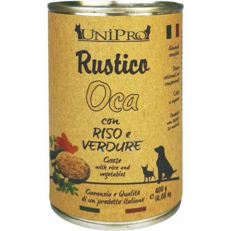 Unipro Rustico Cibo Umido Oca Riso E Verdure Per Cani Barattolo 400g-1