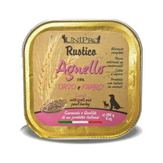 Unipro Rustico Cibo Umido Agnello Orzo E Farro Per Cani Vaschetta 100g-1