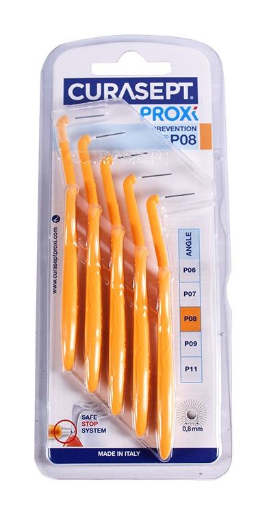 Curasept Proxi Prevention scovolino con testina angolata 08mm arancione 5 pezzi-0