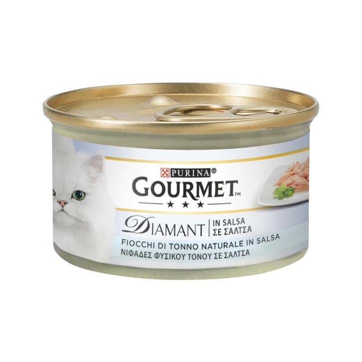Purina Gourmet Diamant Fiocchi Di Tonno Naturale In Salsa Per Gatti Lattina 85g-1