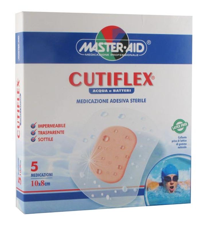 Master Aid Cutiflex Acqua Stop Cerotto Medicazione Adesiva Sterile 10x8 5pz-1