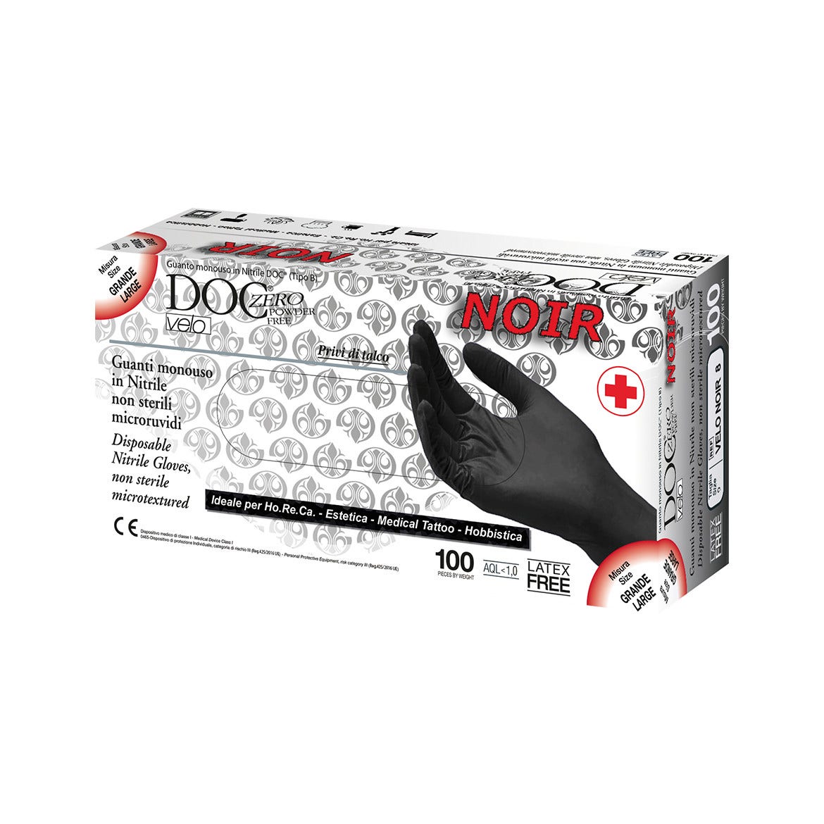 Guanto Nitrile Non Sterile Superficie Microruvida No Talco Colore Nero Taglia Media 100 Pezzi-1