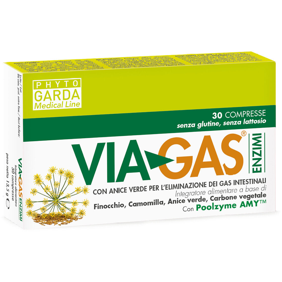 Via Gas Enzimi con l'anice verde per eliminazione dei gas intestinali 30 compresse-2